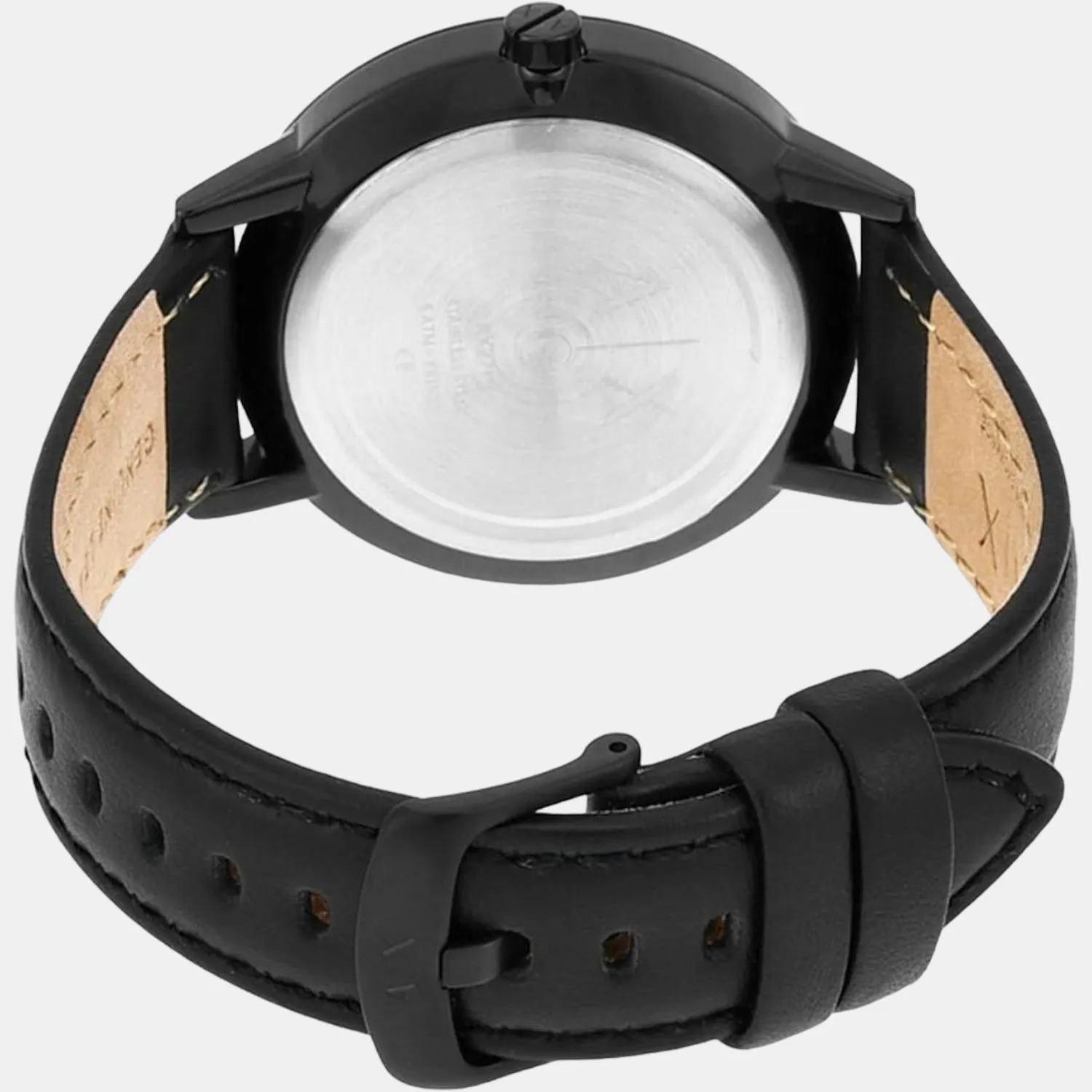 Men's Black Leather Chronograph Watch AX2719