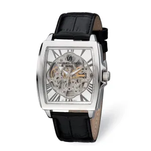 Men's Charles Hurbert I.P-Plated Skeleton Dial Watch stainless steel