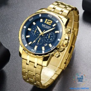 Men's Luxury Business Watches, Stainless Steel Quartz Water-resistant Gold, Silver/White or Black