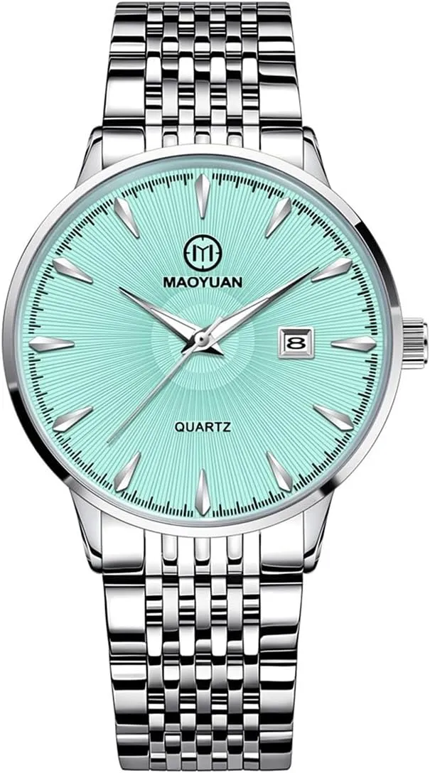 Men's Watches Simple Men's Quartz Watch 40mm Ultra-Thin Case Easy-to-Read Dial Waterproof Luminous Men's Watch Stainless Steel Strap Automatic Date Business Watch