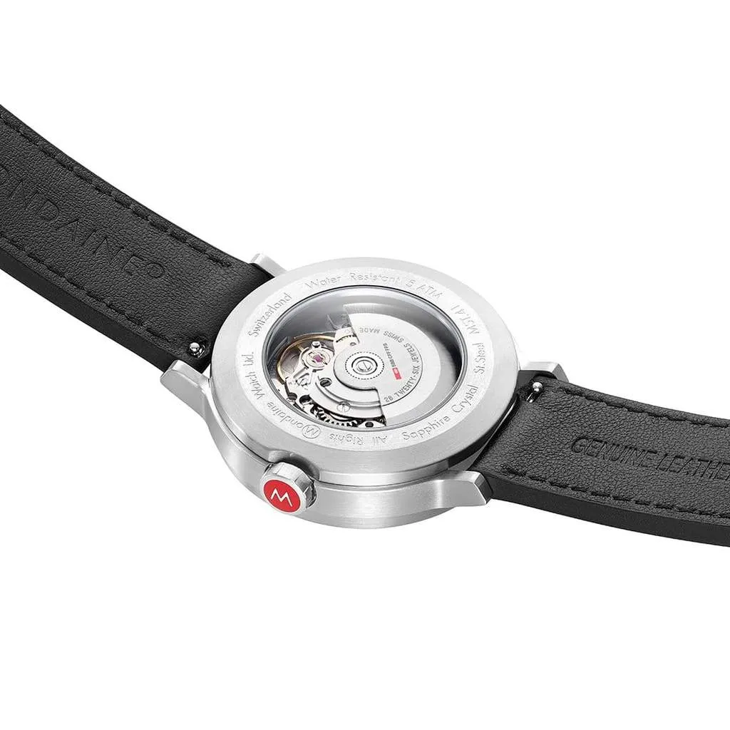 MONDAINE Automatic Backlight , 41mm, Black Leather Watch, MST.4161B.LB ORIG.AUTO