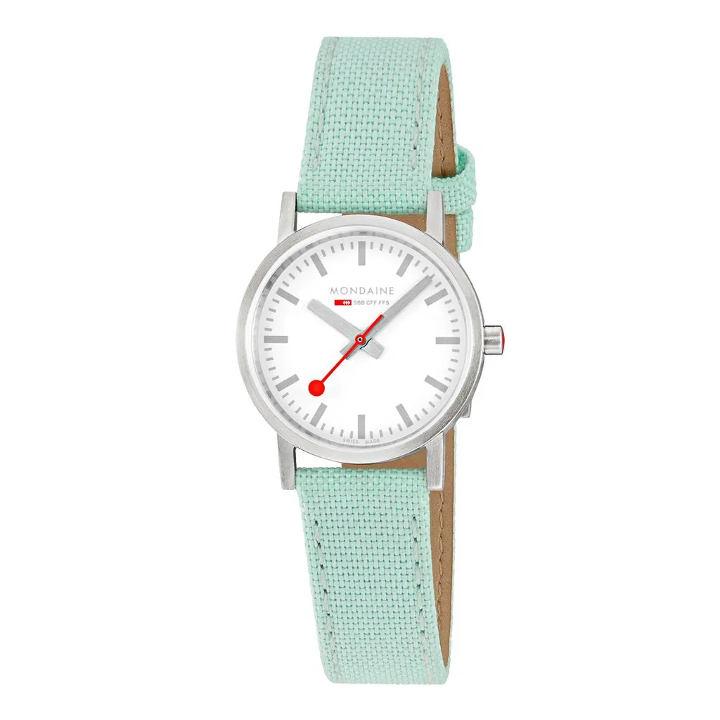 Mondaine Classic 30mm Neo-Mint Green Textile Watch A658.30323.17SBQ