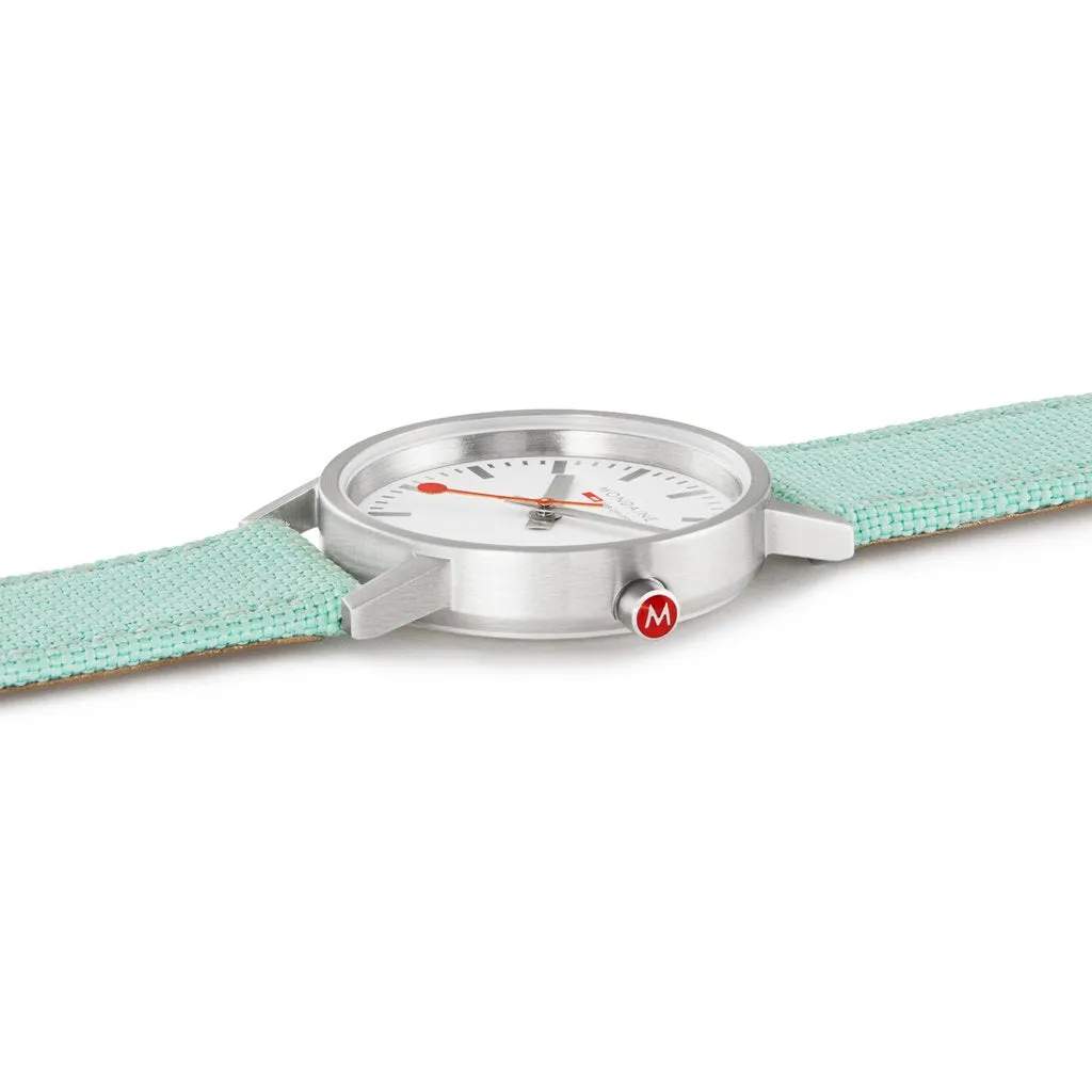 Mondaine Classic 30mm Neo-Mint Green Textile Watch A658.30323.17SBQ