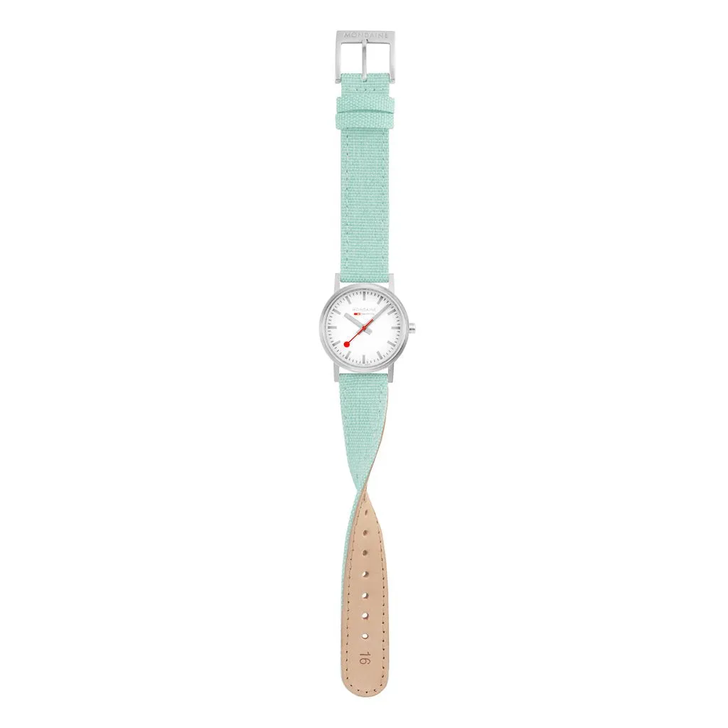 Mondaine Classic 30mm Neo-Mint Green Textile Watch A658.30323.17SBQ