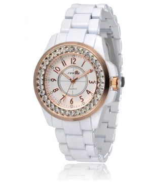 New SINOBI Bling Diamonds Rhinestone Luxury Ceramic-White Style Ladies Dress Watch Women Fashion Wristwatch Gifts