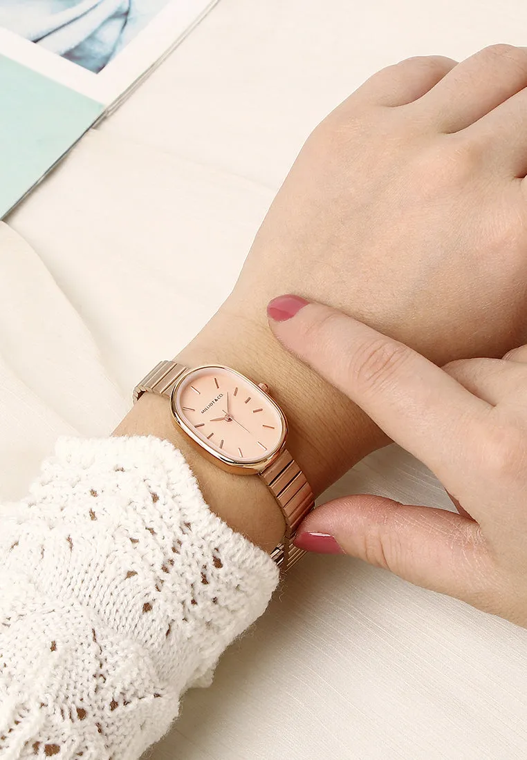 Noelle Rose Gold Stainless Steel Analog Watch (Salmon)