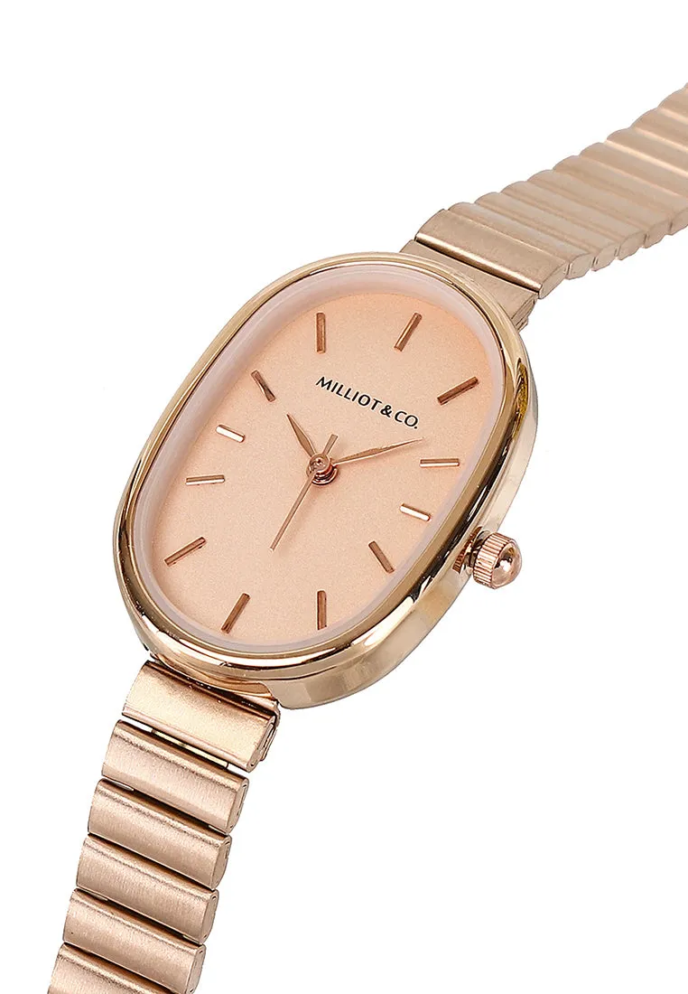 Noelle Rose Gold Stainless Steel Analog Watch (Salmon)