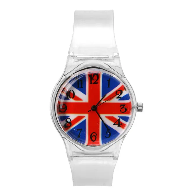 Novelty Watches Cartoon 13 Styles in a Sport Watch with Transparent Plastic Band for Boy or Girl
