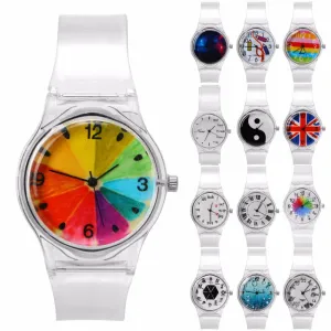 Novelty Watches Cartoon 13 Styles in a Sport Watch with Transparent Plastic Band for Boy or Girl