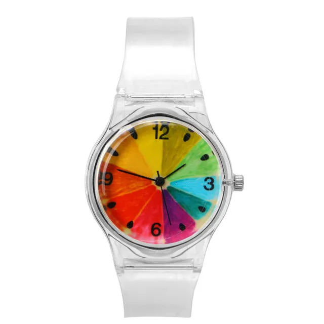 Novelty Watches Cartoon 13 Styles in a Sport Watch with Transparent Plastic Band for Boy or Girl