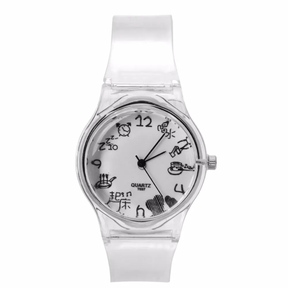 Novelty Watches Cartoon 13 Styles in a Sport Watch with Transparent Plastic Band for Boy or Girl