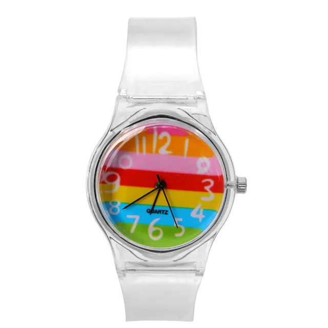 Novelty Watches Cartoon 13 Styles in a Sport Watch with Transparent Plastic Band for Boy or Girl