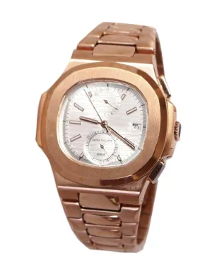 PATEK PHILIPPE Nautilus White Dial Rose Gold Chrono Men's Watch