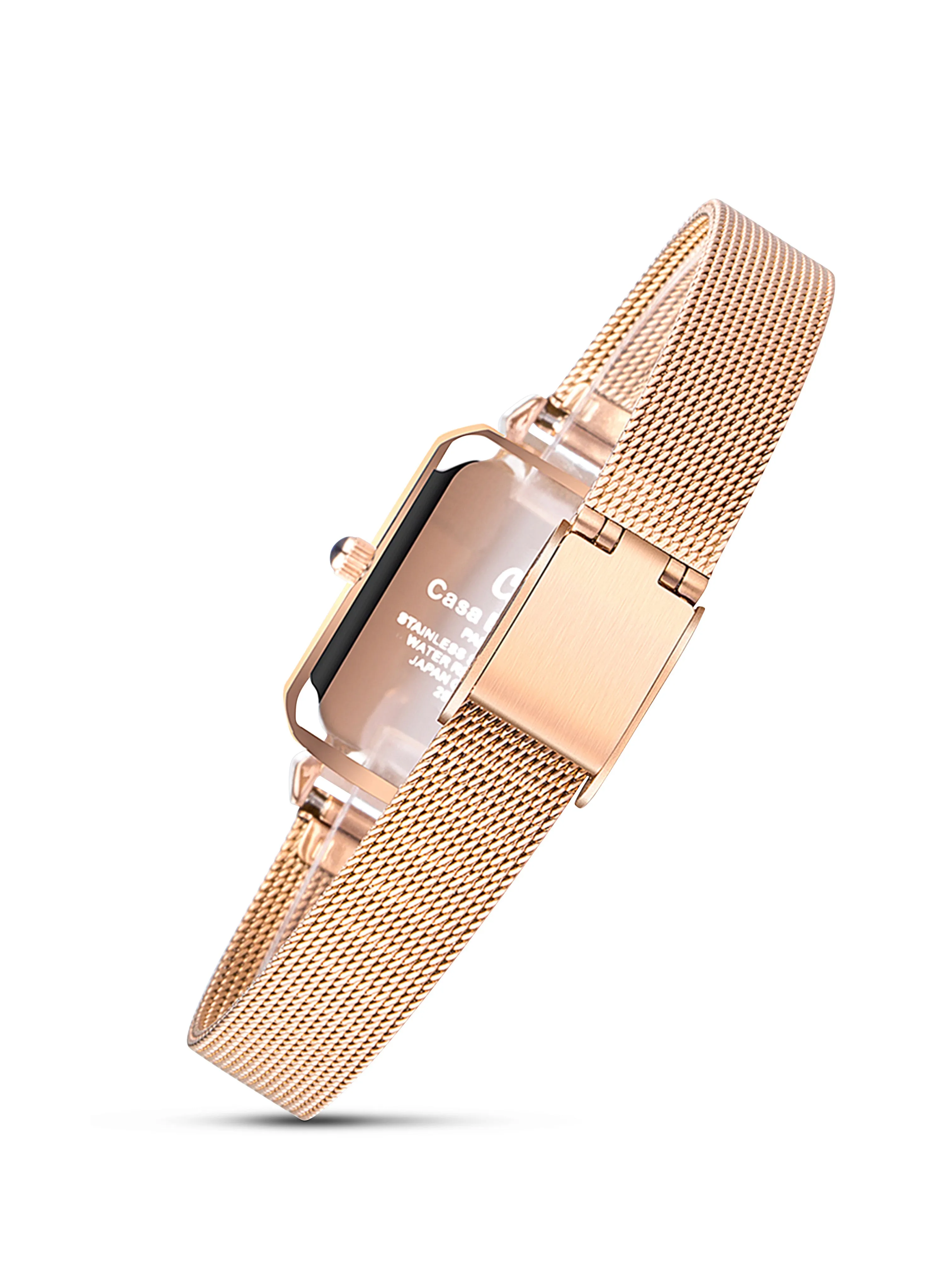Peacock Green Watch | Rose Gold Mesh Strap