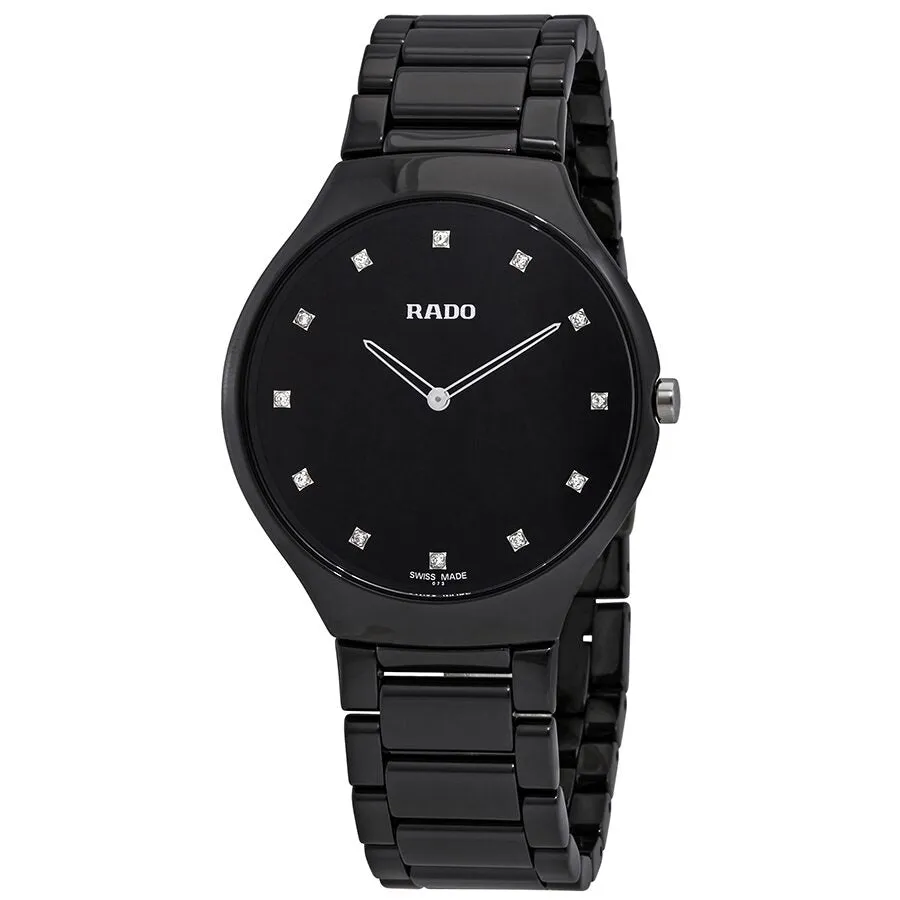 Rado True Thinline Black High-tech Ceramic Diamond Markers 39 mm Watch R27741732