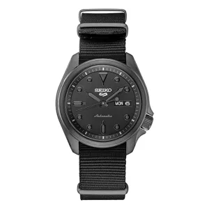SEIKO Mens Black Dial Nylon Band Automatic Watch - SRPE69