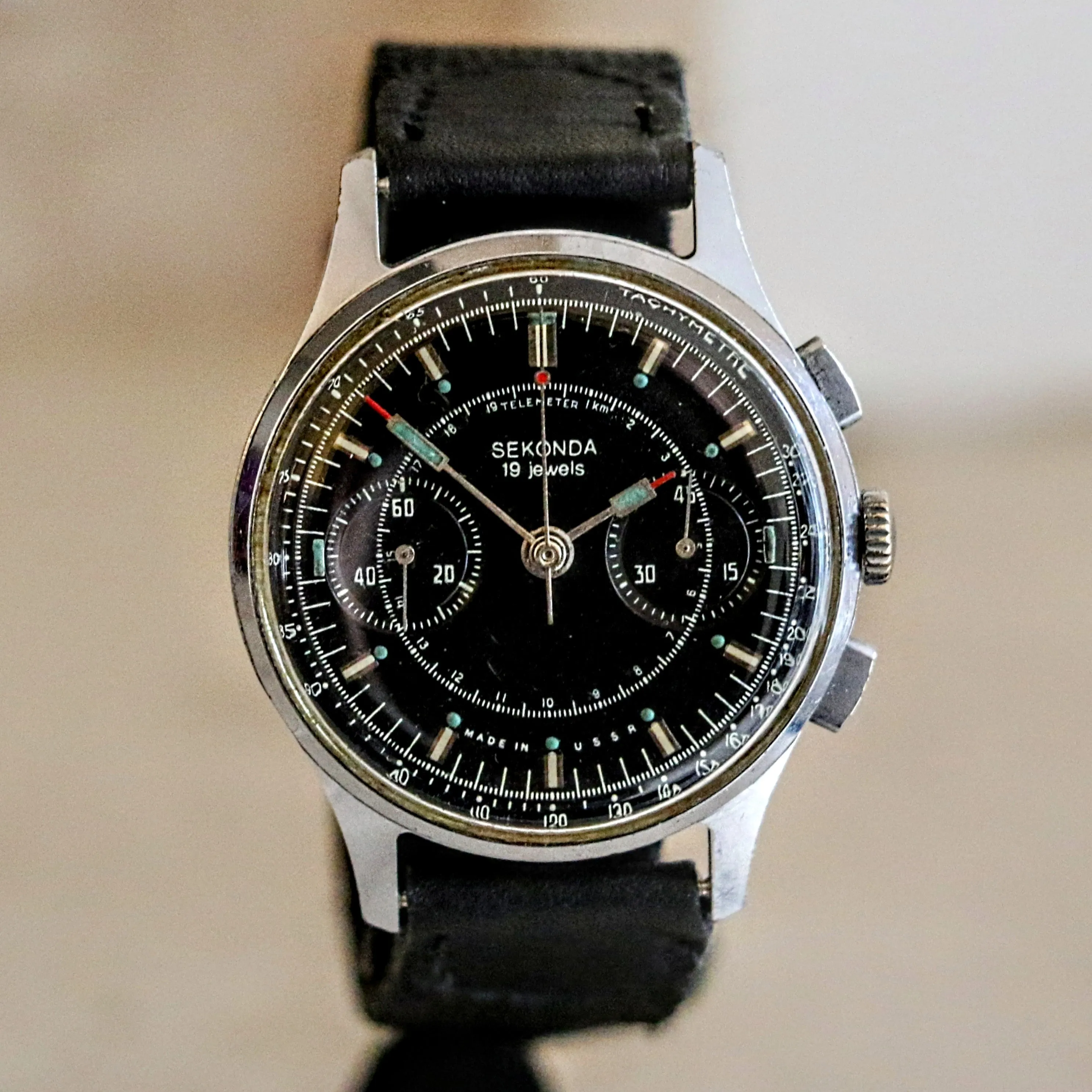 SEKONDA Poljot Chronograph Wristwatch 19 Jewels Made in U.S.S.R.