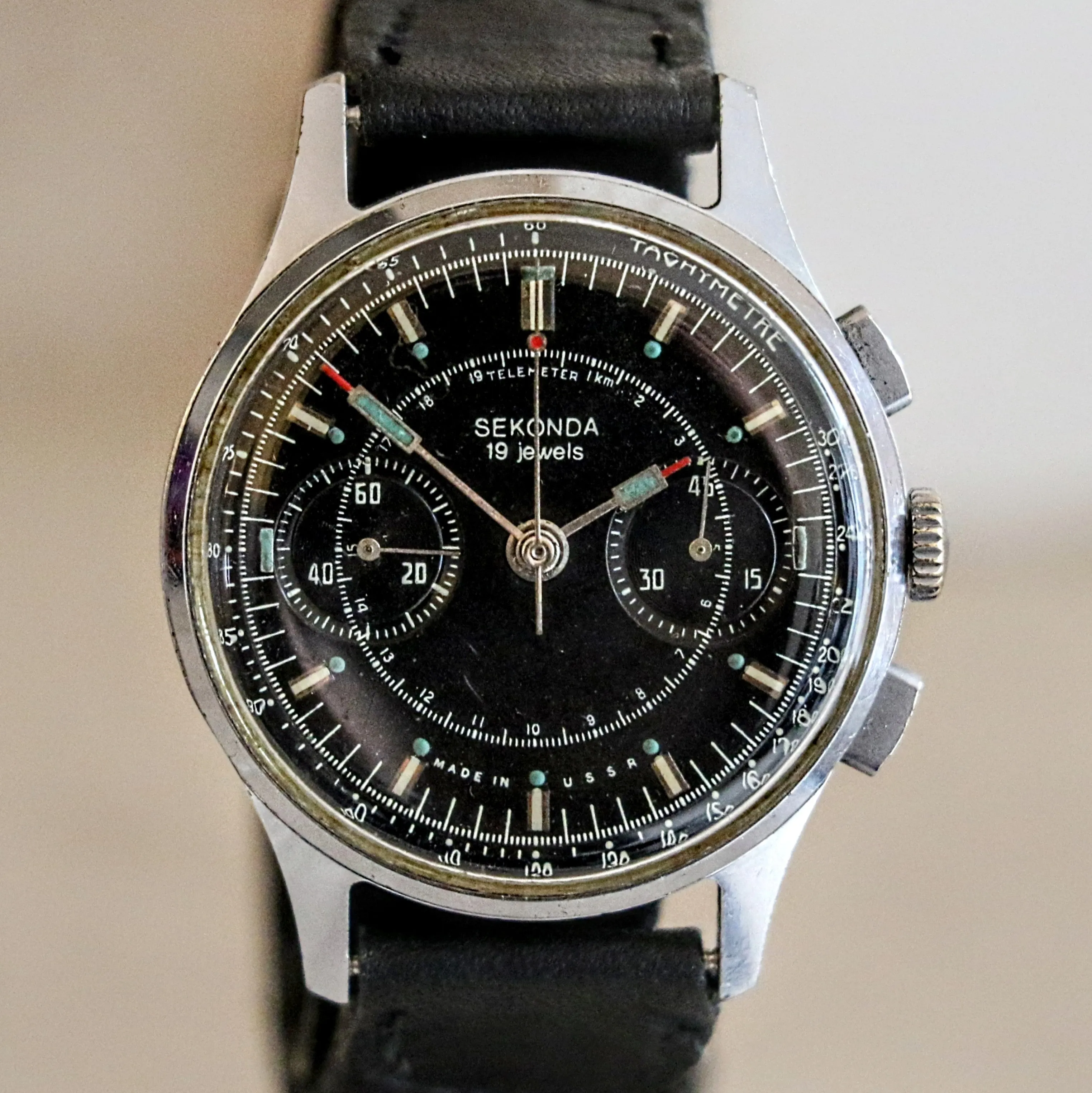 SEKONDA Poljot Chronograph Wristwatch 19 Jewels Made in U.S.S.R.