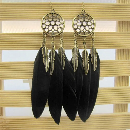 SHUANGR Fashion boho Feather tassel Dreamcatcher earring vintage bohemia women jewelry new year gift TL041/TL044