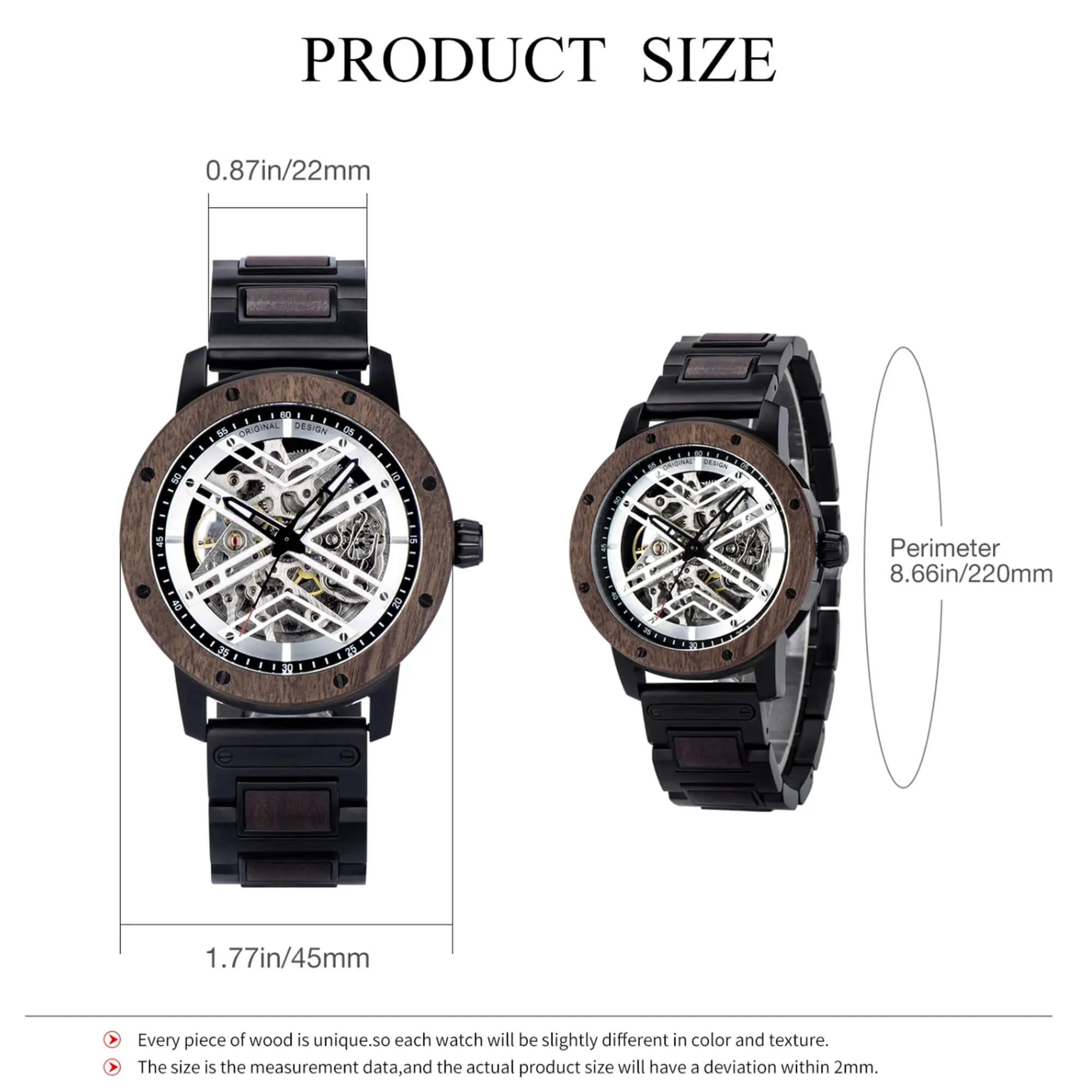 Skeleton Watches Automatic Mechanical Louro Preto Black
