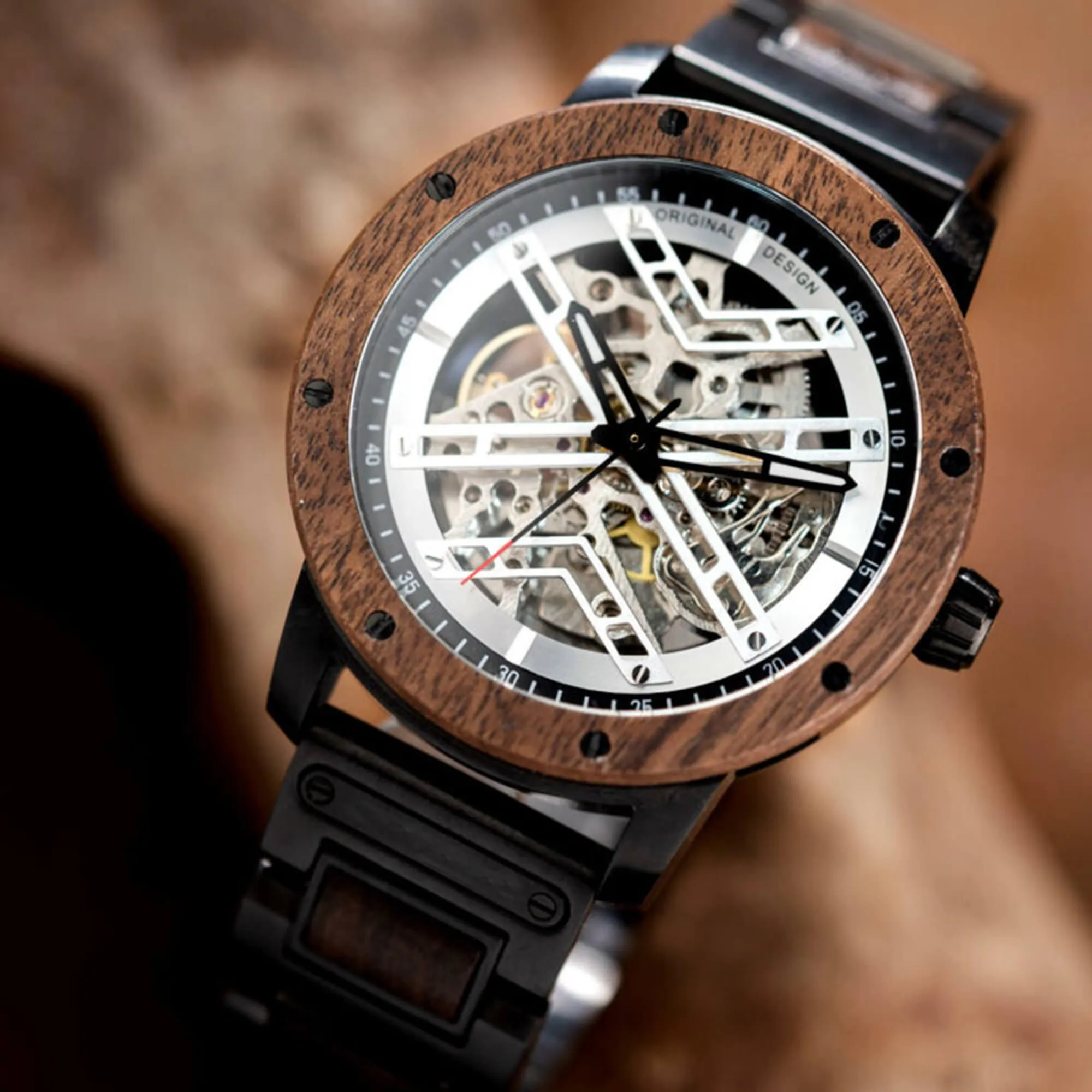 Skeleton Watches Automatic Mechanical Louro Preto Black