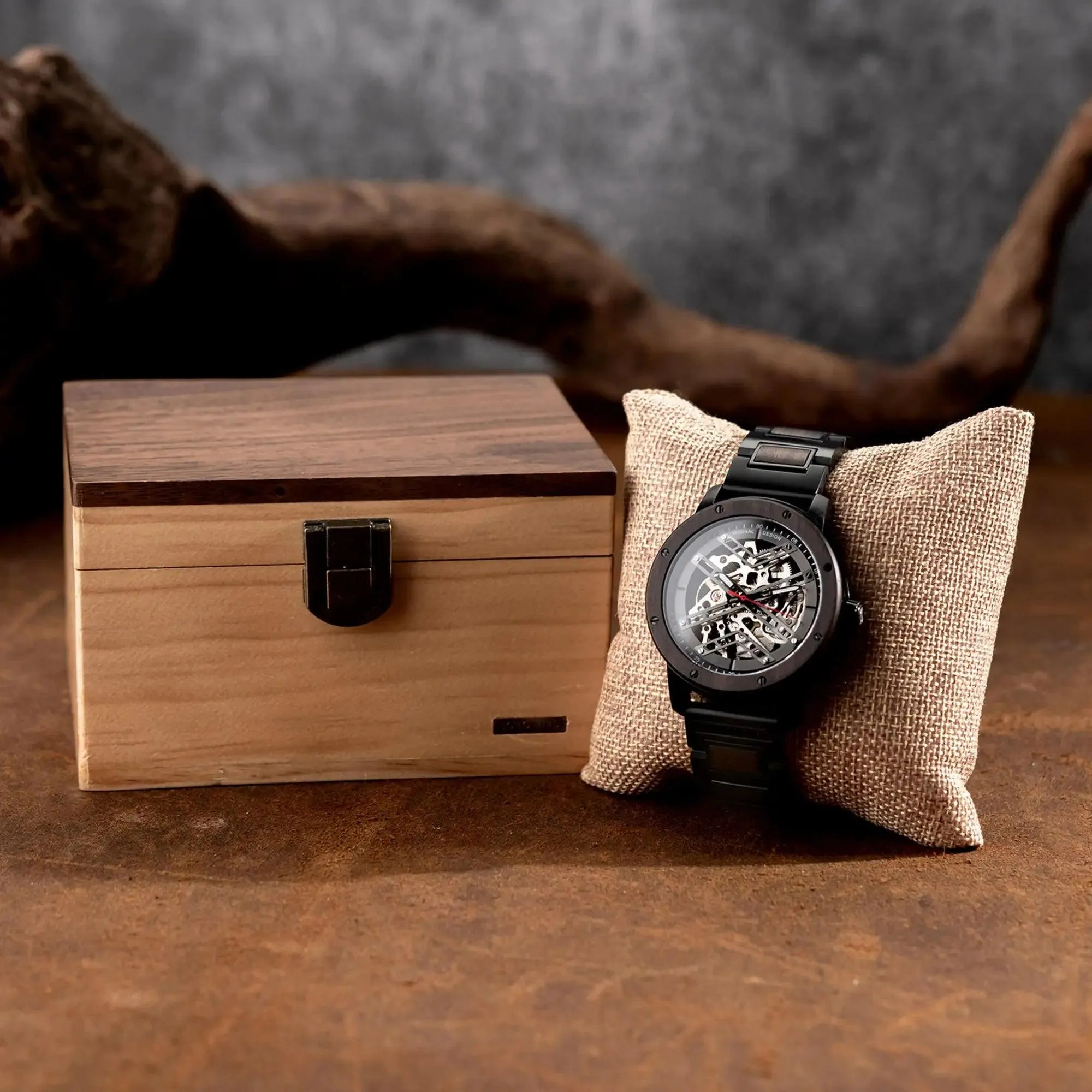 Skeleton Watches Automatic Mechanical Louro Preto Black