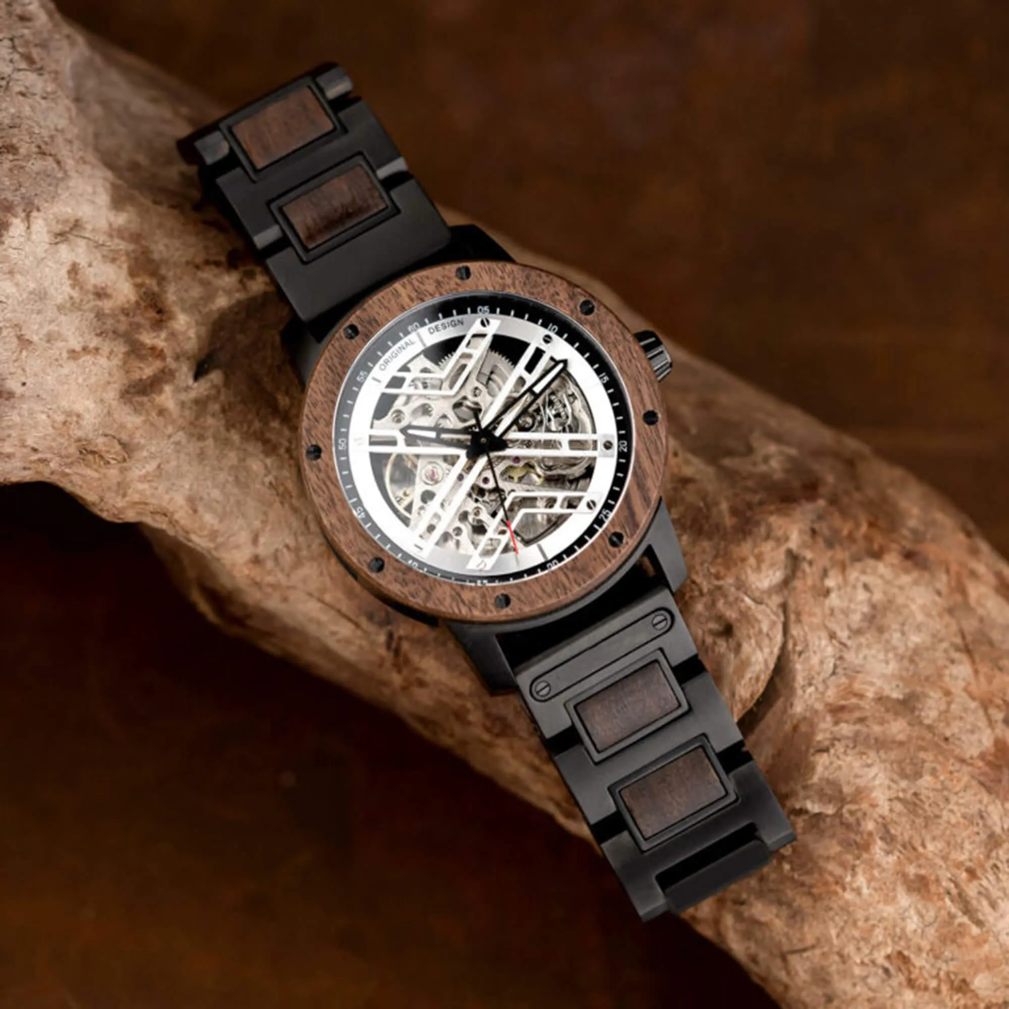 Skeleton Watches Automatic Mechanical Louro Preto Black