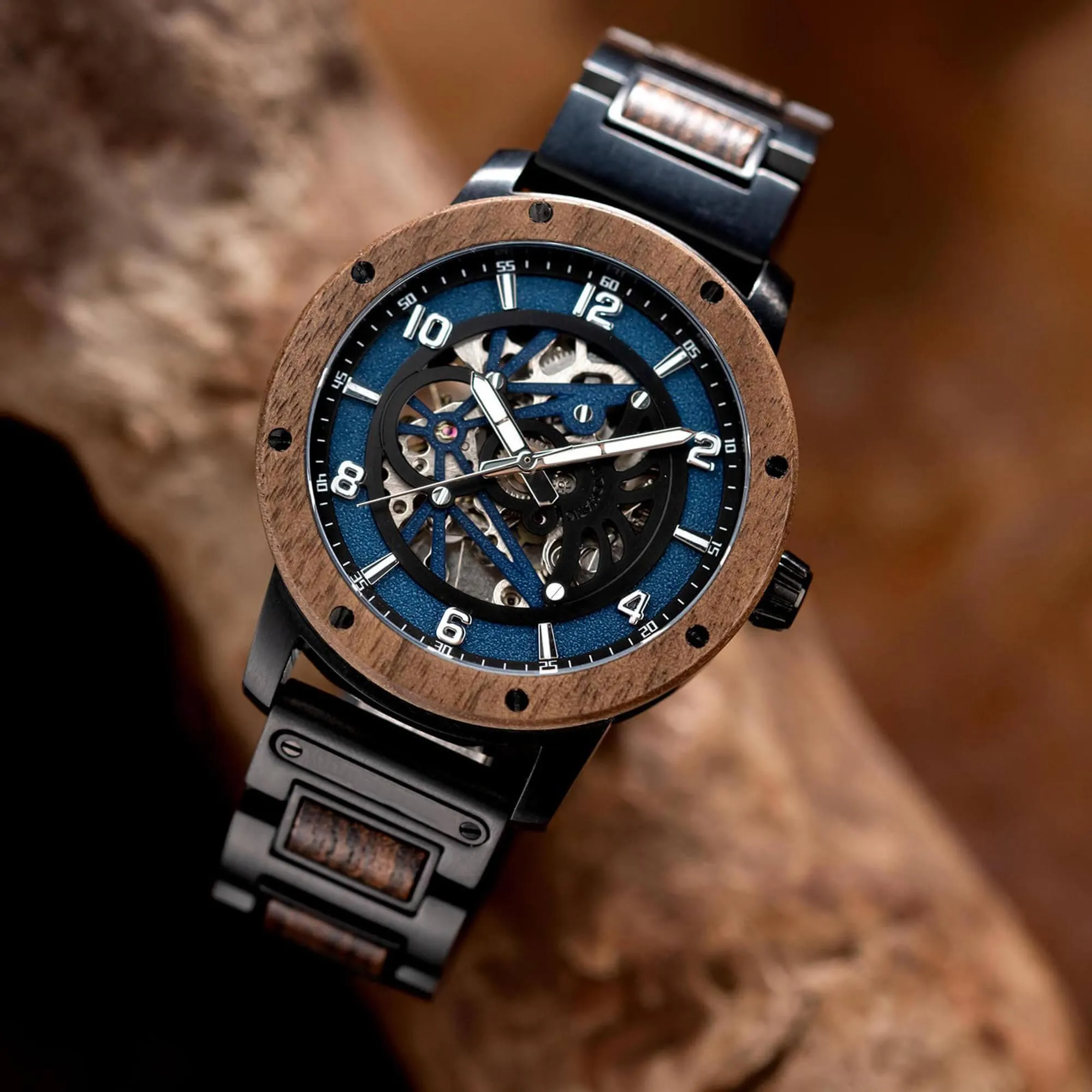 Skeleton Watches Automatic Mechanical Louro Preto Black
