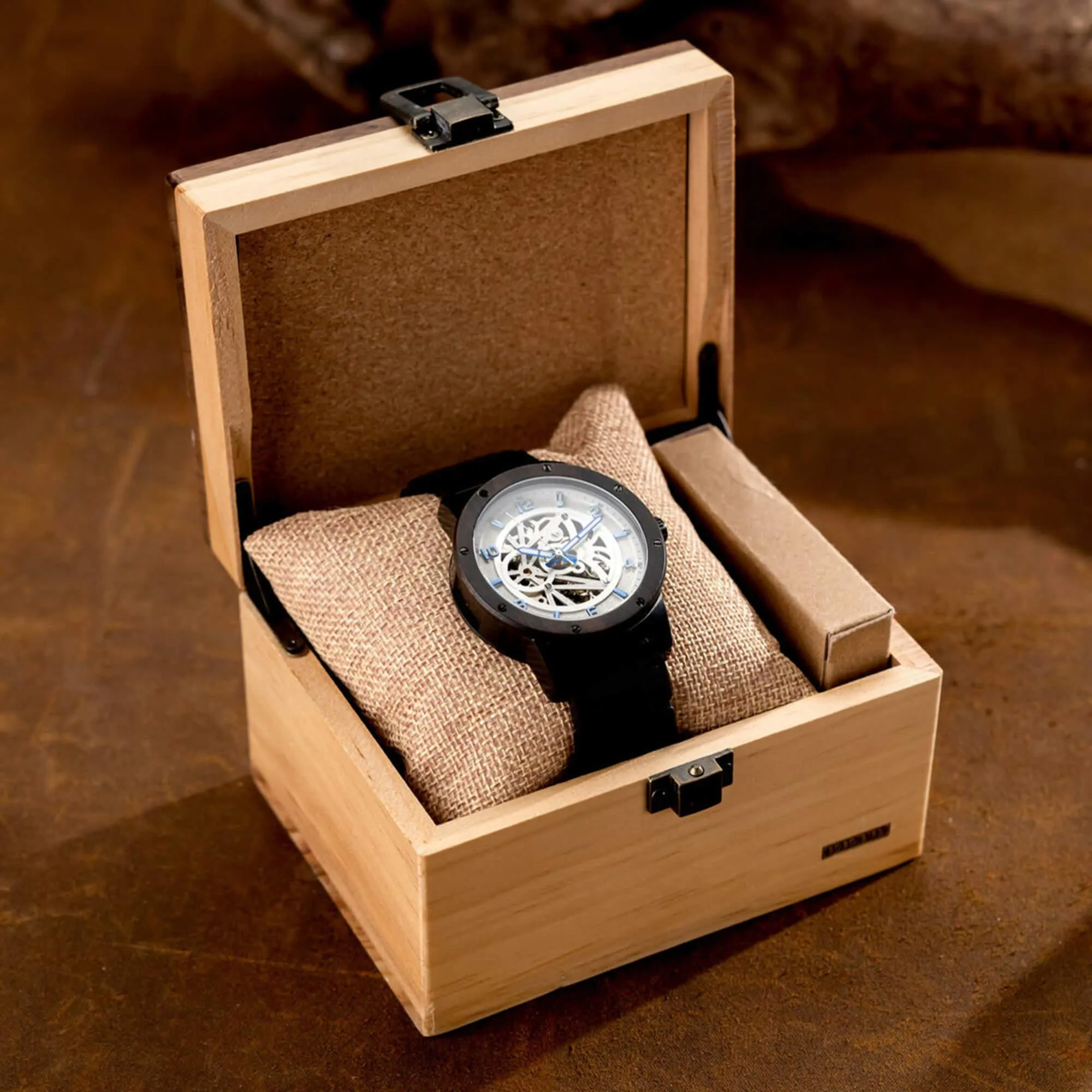 Skeleton Watches Automatic Mechanical Louro Preto Black