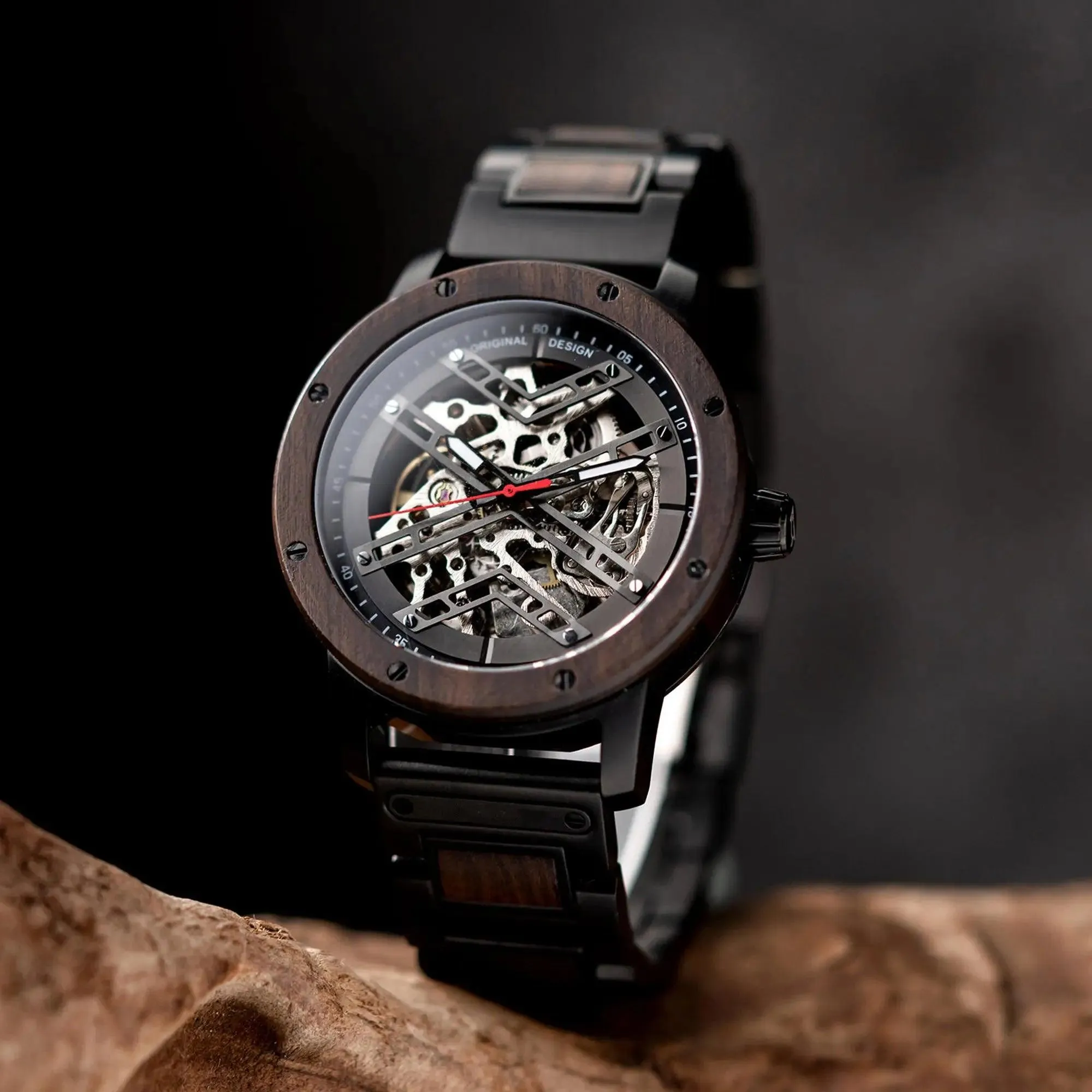 Skeleton Watches Automatic Mechanical Louro Preto Black