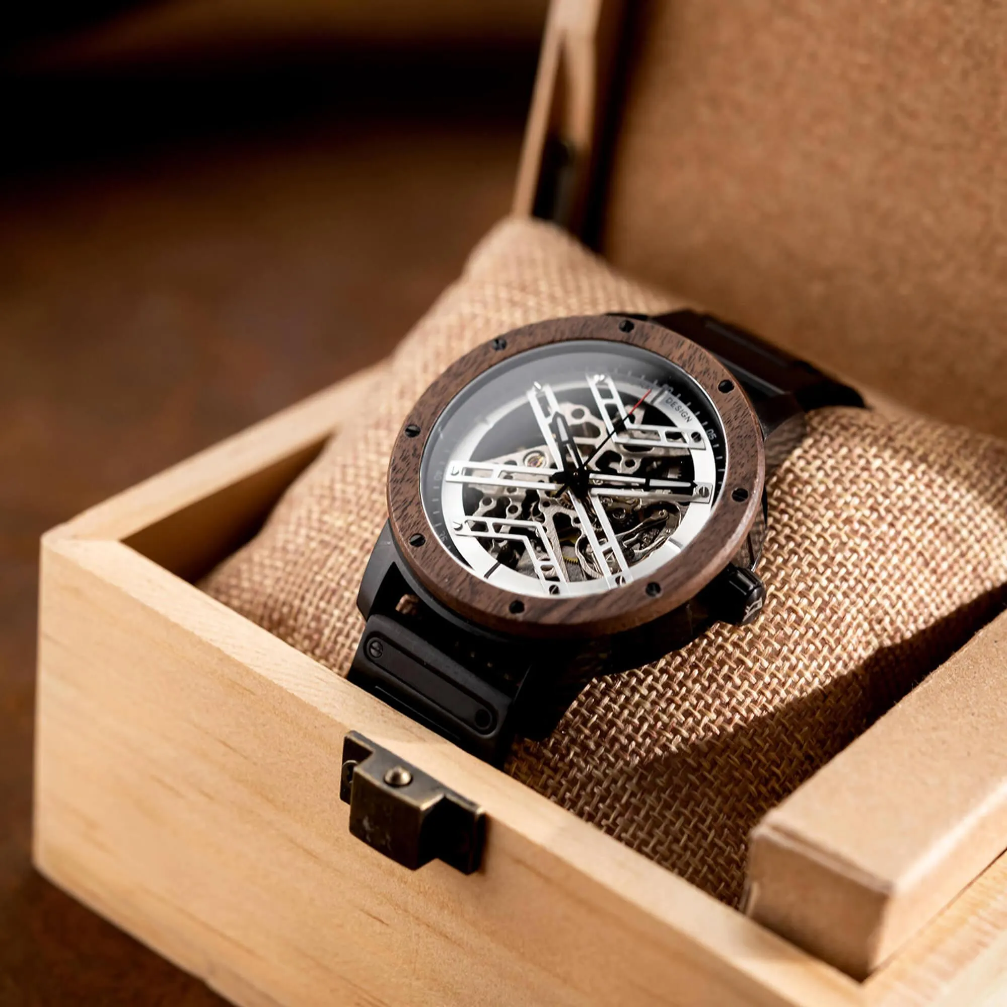 Skeleton Watches Automatic Mechanical Louro Preto Black