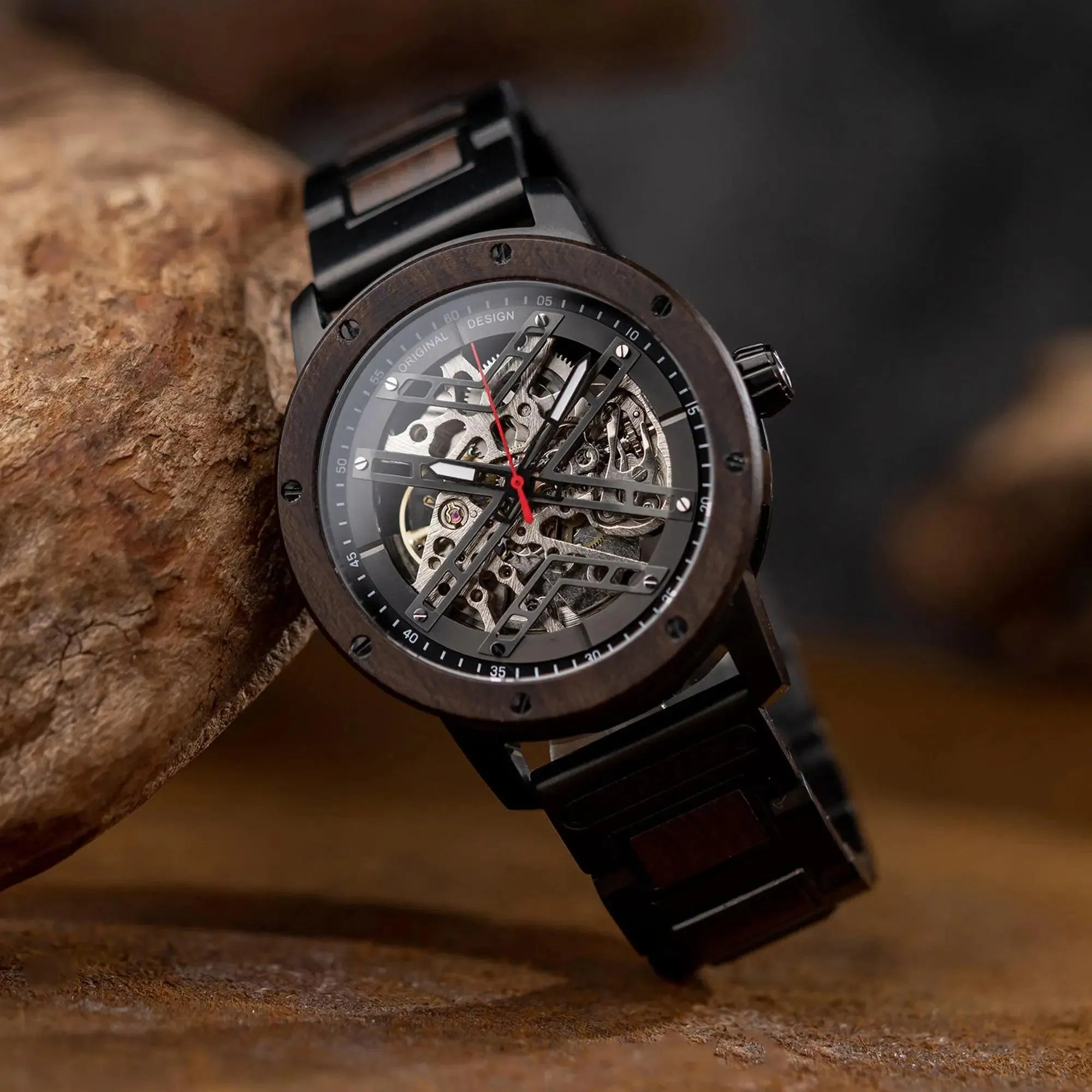 Skeleton Watches Automatic Mechanical Louro Preto Black
