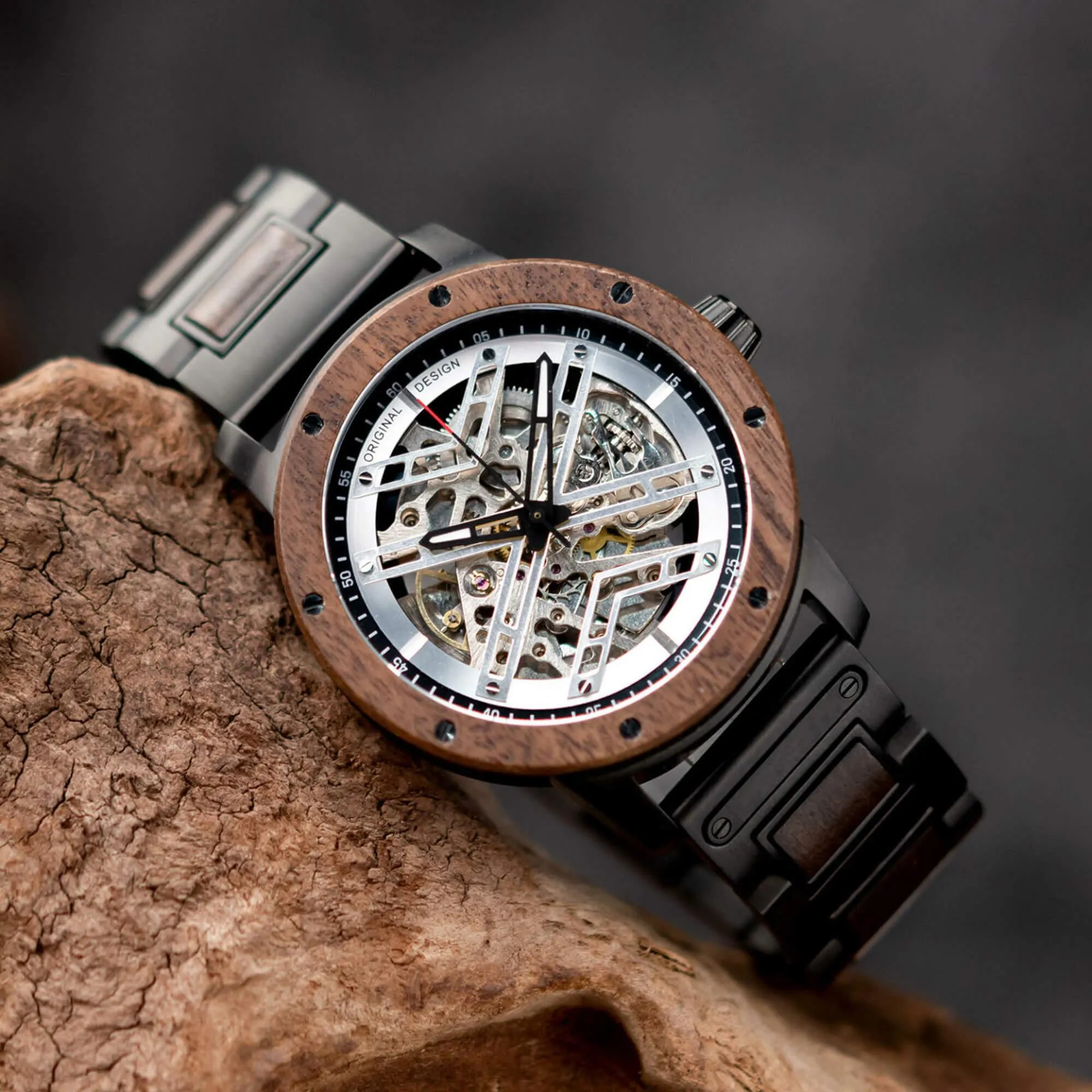 Skeleton Watches Automatic Mechanical Louro Preto Black
