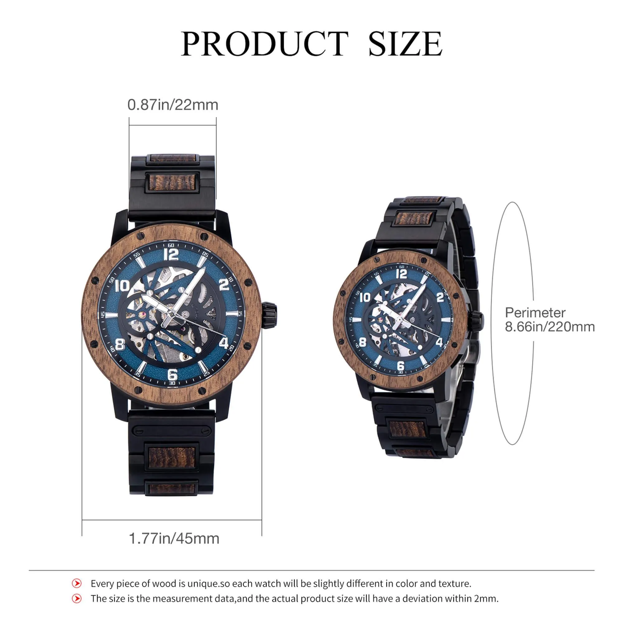 Skeleton Watches Automatic Mechanical Louro Preto Black
