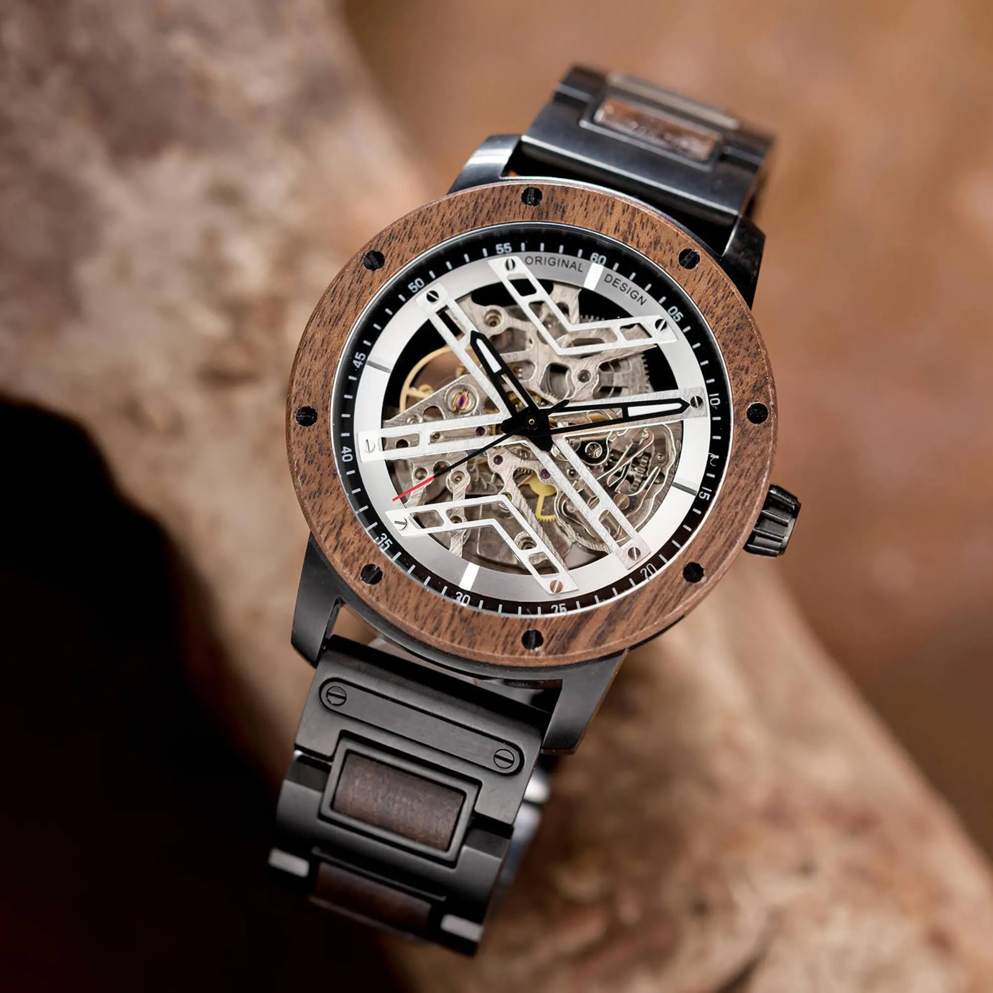 Skeleton Watches Automatic Mechanical Louro Preto Black