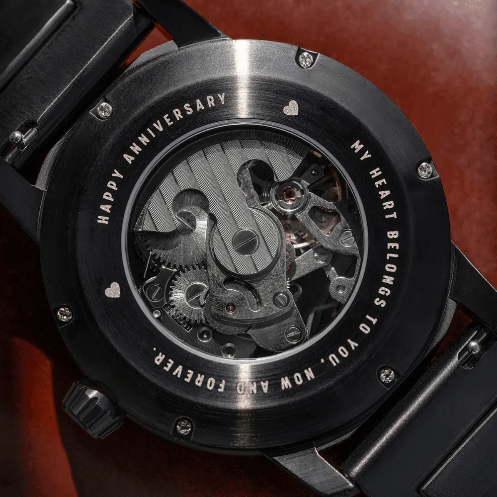 Skeleton Watches Automatic Mechanical Louro Preto Black