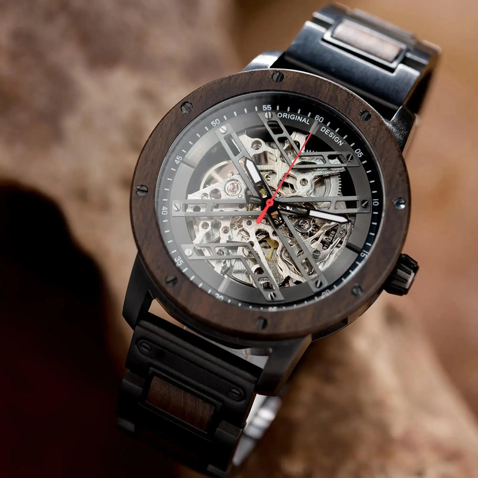 Skeleton Watches Automatic Mechanical Louro Preto Black