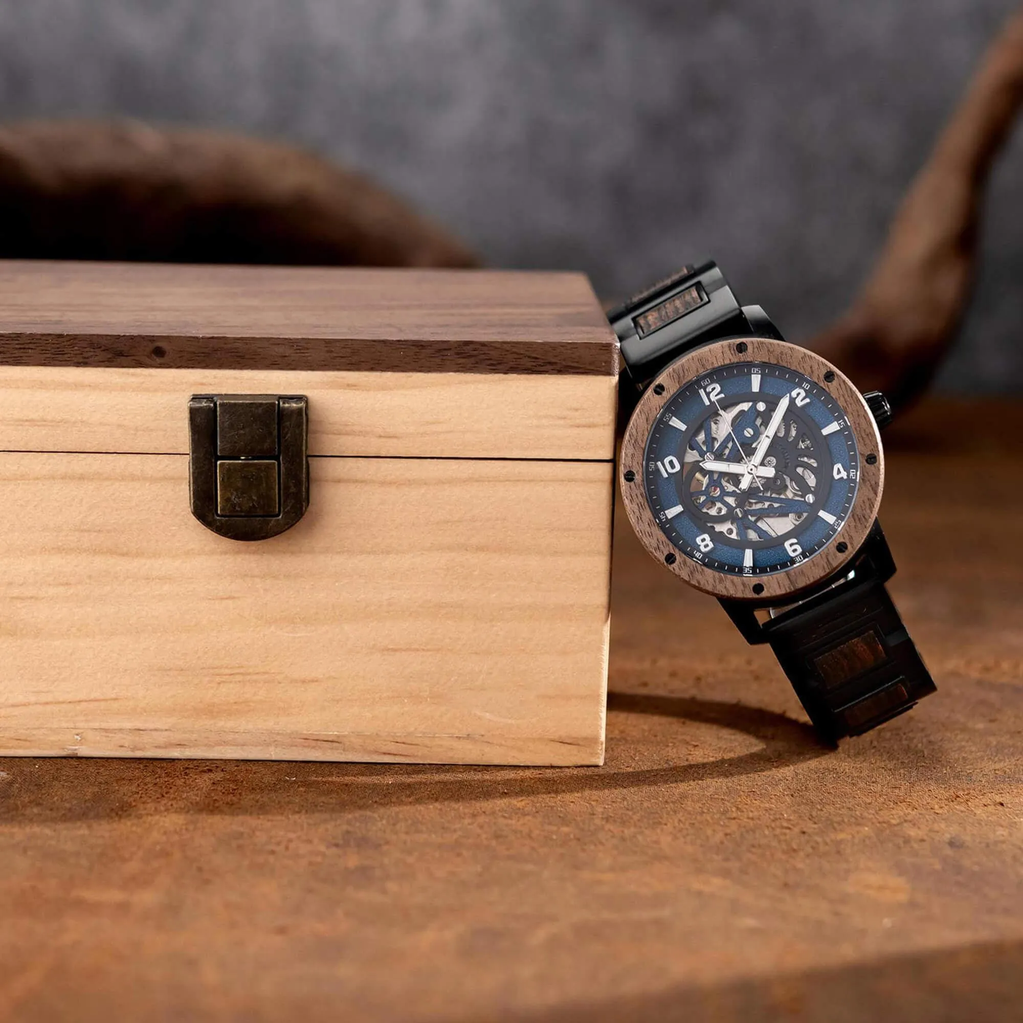 Skeleton Watches Automatic Mechanical Louro Preto Black