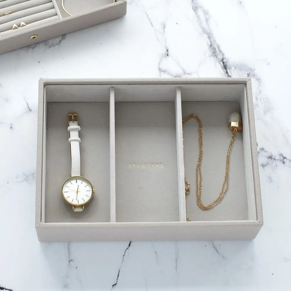 Stackers Classic 3 Compartment Deep Jewellery Tray Taupe