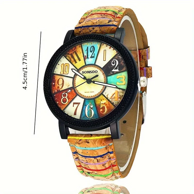 Stylish Wood Grain Dial Watch  Perfect Gift for Men  Women