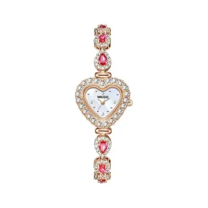 SweetHeart Pink Crystal Heart-Shaped Bracelet Watch