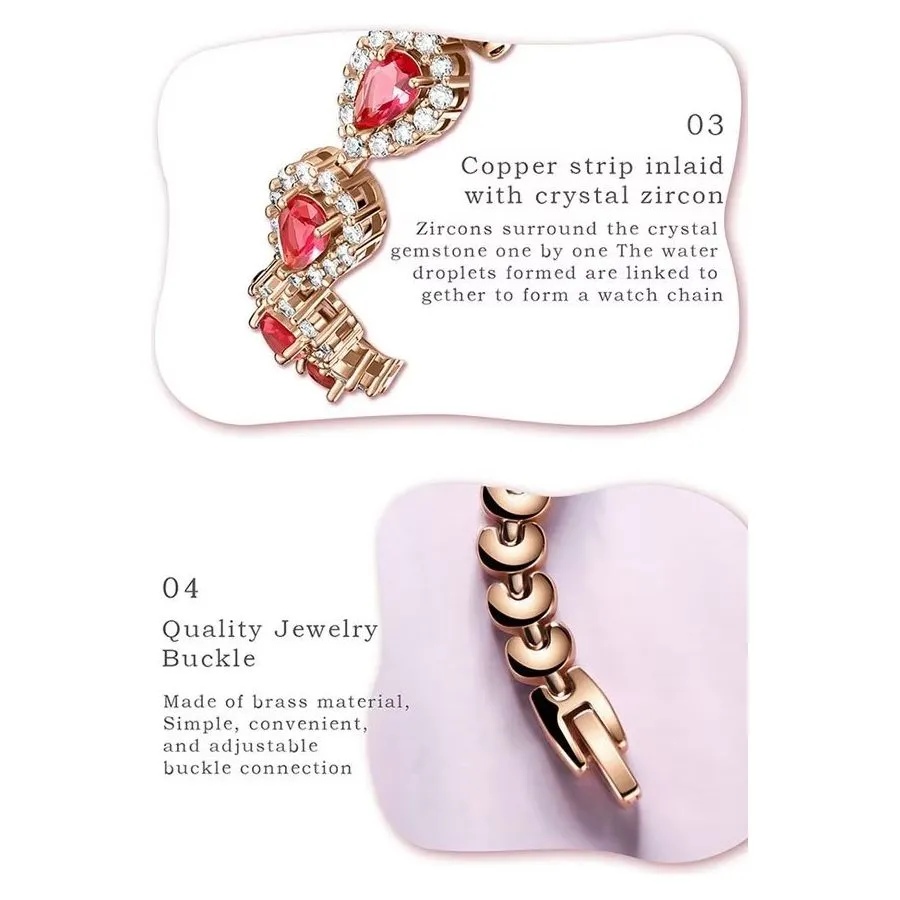 SweetHeart Pink Crystal Heart-Shaped Bracelet Watch