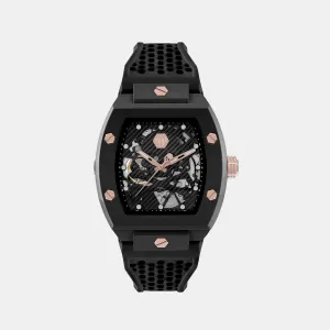The Skeleton Ecoceramic Men's Black Automatic Silicon Watch PWVBA0523