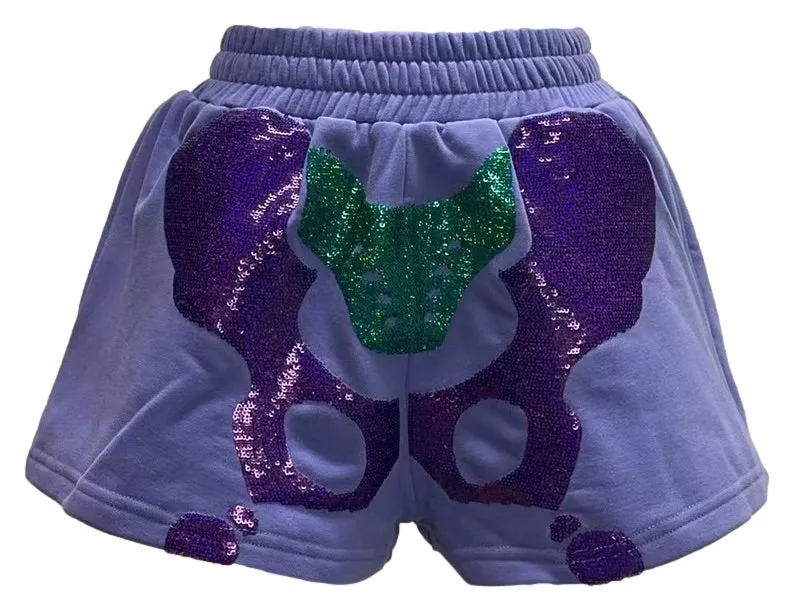 Tonal Skeleton Shorts- Purple