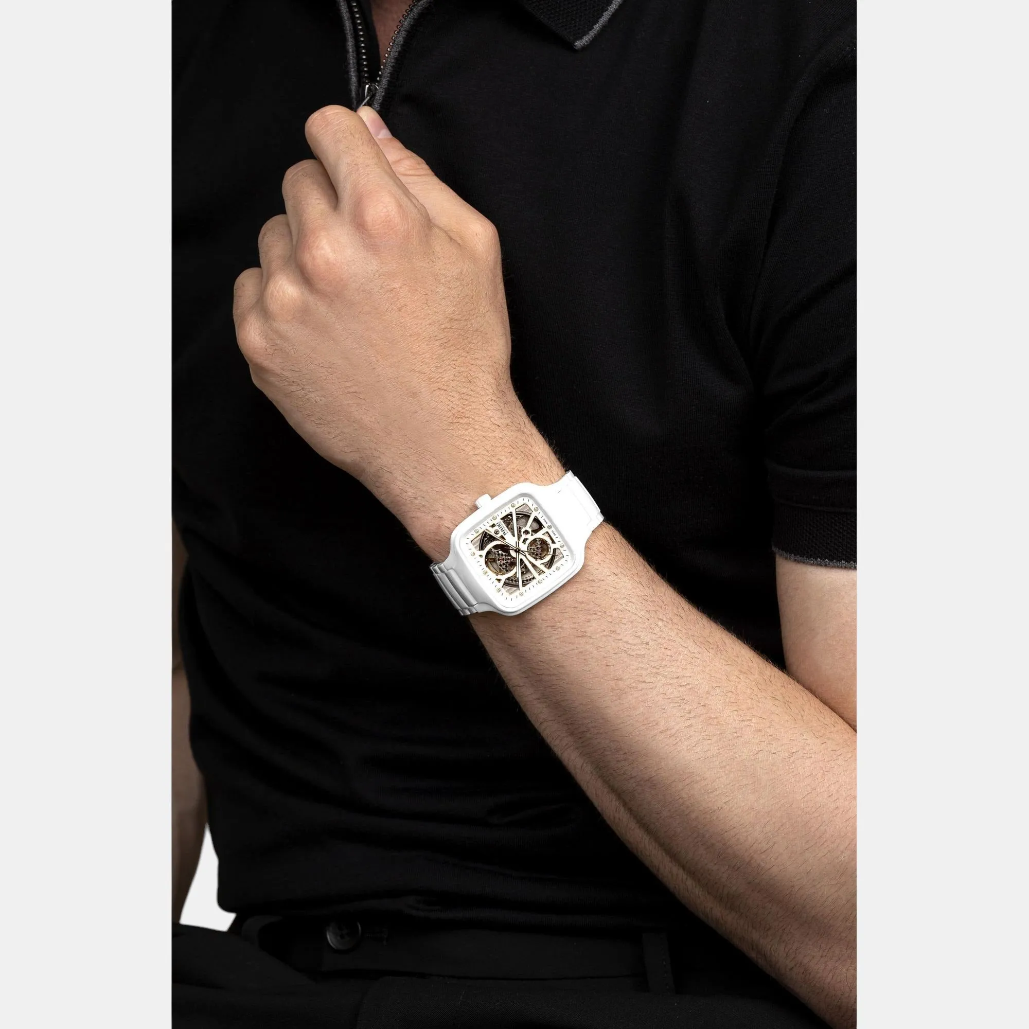 True Square Automatic Unisex Ceramic Analog Watch R27073702