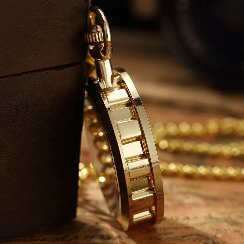 Unisex Antique Skeleton Mechanical Steampunk Pocket Fob Watch