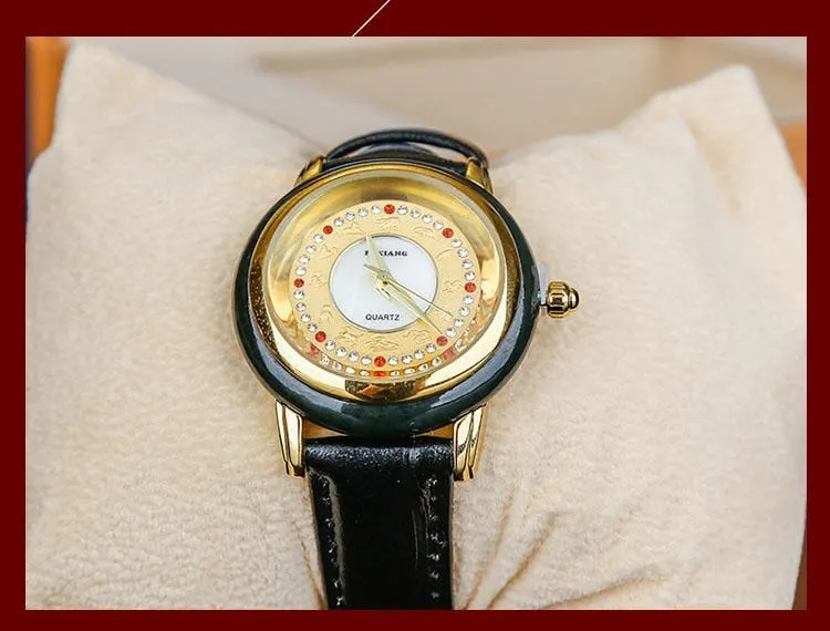 Unisex Fashion Natural Jade Stone Quartz Movement Waterproof Watch