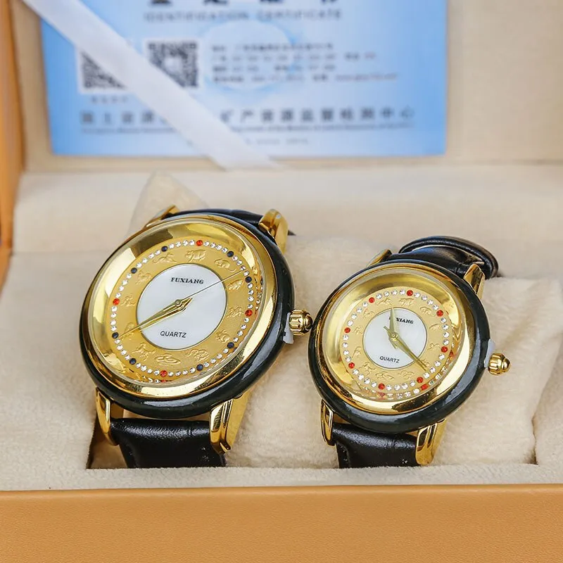 Unisex Fashion Natural Jade Stone Quartz Movement Waterproof Watch