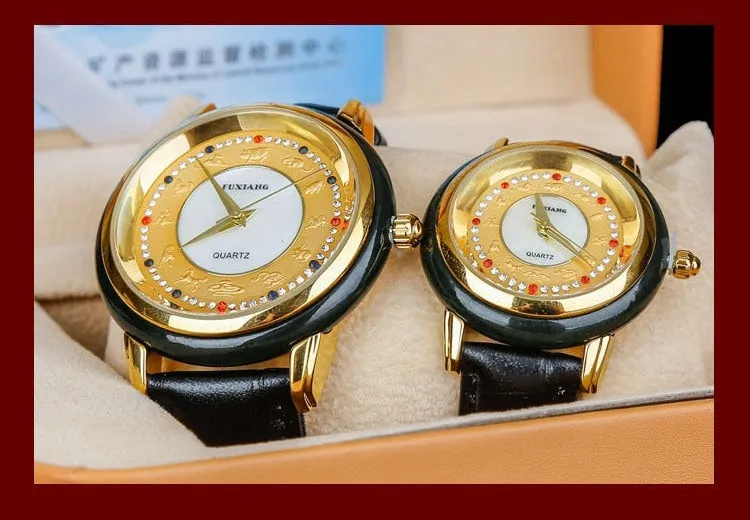 Unisex Fashion Natural Jade Stone Quartz Movement Waterproof Watch