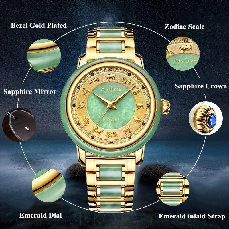 Unisex Fashion Sapphire Zodiac Scale Automatic Mechanical Watch